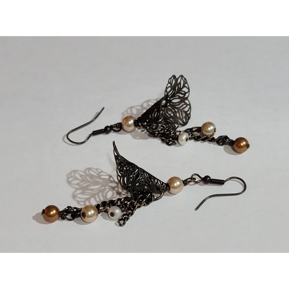 Whimsical Bronze Trumpet‎ Flower Bead Drop Fishhook 2